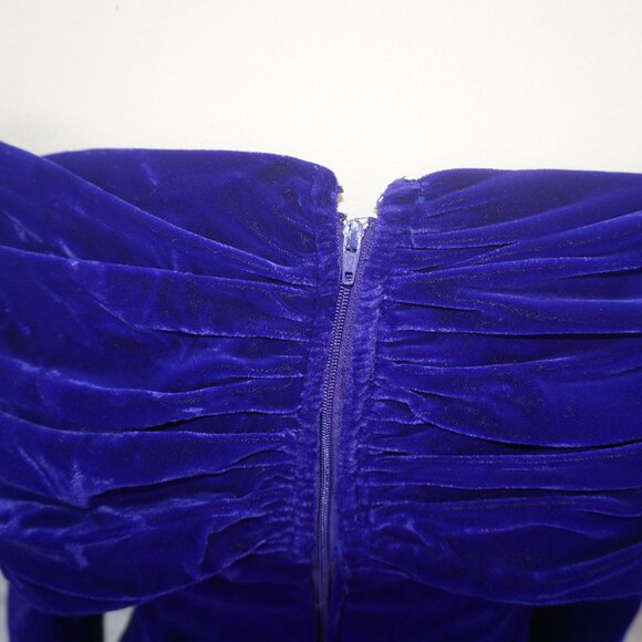 Vintage 80s Crushed Velvet Off Shoulder Dress - Picture 4 of 11